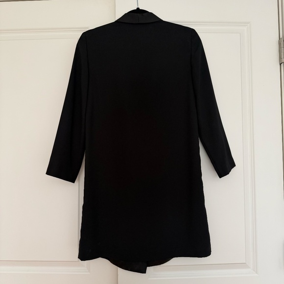 Topshop Satin Trim Blazer Dress | Black Mini (Size US 4) - Picture 2 of 3